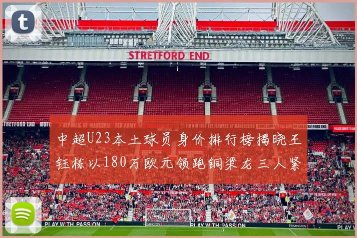 中超U23本土球员身价排行榜揭晓王钰栋以180万欧元领跑铜梁龙三人紧随其后
